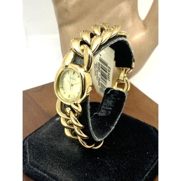 Fossil Women's Watch ES3460 Curator Quartz Gold Dial Stainless Steel Tank 20mm - Picture 2 of 11